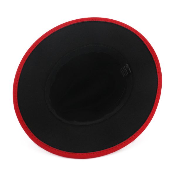 fashion- brim wool felt fedora hats with belt red black patchwork jazz formal hat panama cap trilby chapeau for men women, Blue;gray
fashion- brim wool felt fedora hats with belt red black patchwork jazz formal hat panama cap trilby chapeau for men women, Blue;gray
