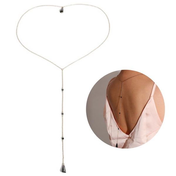 back water drop chain necklace beach jewelry elegant long rhinestones wedding accessories backless chain necklace for women, Silver
back water drop chain necklace beach jewelry elegant long rhinestones wedding accessories backless chain necklace for women, Silver