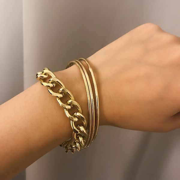 new recommend 4pcs/set gold link chain female bracelet round gold single circle banglebangles/bracelet set for women jewelry girls, Golden;silver
new recommend 4pcs/set gold link chain female bracelet round gold single circle banglebangles/bracelet set for women jewelry girls, Golden;silver