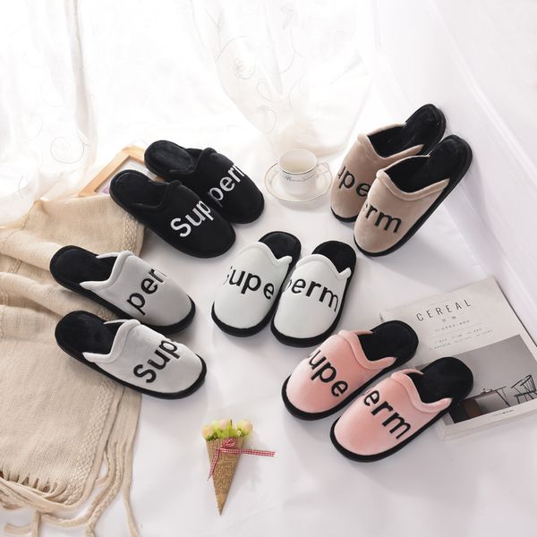new type cotton slippers womens indoor antiskid floor slippers in winter mens couple letter warm moon, Black
new type cotton slippers womens indoor antiskid floor slippers in winter mens couple letter warm moon, Black