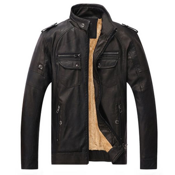 brand designer men leather jacket coat fashion stand collar slim fit thick fleece men jackets for autumn winter 066, Black;brown
brand designer men leather jacket coat fashion stand collar slim fit thick fleece men jackets for autumn winter 066, Black;brown