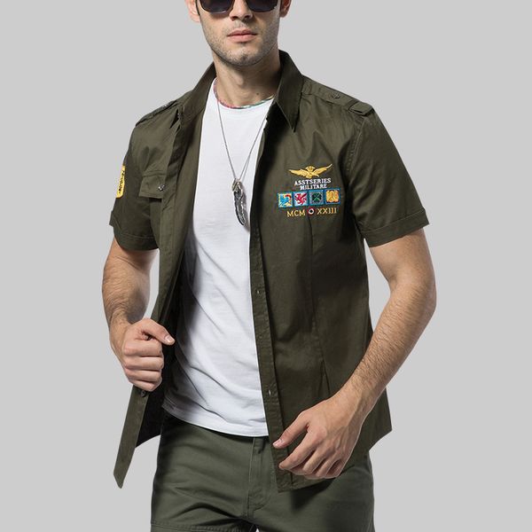 military shirt men's shirts fashion casual style clothing cotton retro with pocket short sleeve vintage jacket drop shipping, White;black
military shirt men's shirts fashion casual style clothing cotton retro with pocket short sleeve vintage jacket drop shipping, White;black