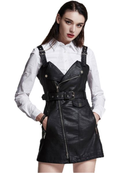 2020 new spring women soft pu faux leather dress turn-down collar slim sash zipper retro black mini dress sundress, Black;gray
2020 new spring women soft pu faux leather dress turn-down collar slim sash zipper retro black mini dress sundress, Black;gray