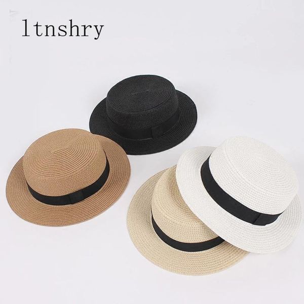 2019 new women's hat ribbon straw sun hat breathable large brim beach summer boater beach ribbon round flat for women, Blue;gray
2019 new women's hat ribbon straw sun hat breathable large brim beach summer boater beach ribbon round flat for women, Blue;gray
