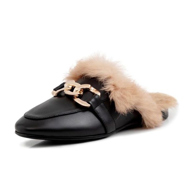 autumn winter new women muller shoes genuine leather fabric metal chain decoration fashion warm fur lazy women slippers, Black
autumn winter new women muller shoes genuine leather fabric metal chain decoration fashion warm fur lazy women slippers, Black