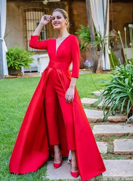 elegant new red jumpsuits prom dresses 3/4 long sleeves v neck formal evening dress party gowns special occasion pants, Black
elegant new red jumpsuits prom dresses 3/4 long sleeves v neck formal evening dress party gowns special occasion pants, Black