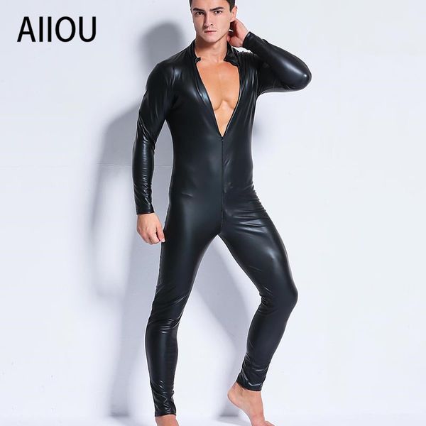 aiiou men's black faux leather jumpsuits long sleeves deep v fetish wrestling singlet bodybuilding bodysuits men jumpsuits, Black;brown
aiiou men's black faux leather jumpsuits long sleeves deep v fetish wrestling singlet bodybuilding bodysuits men jumpsuits, Black;brown
