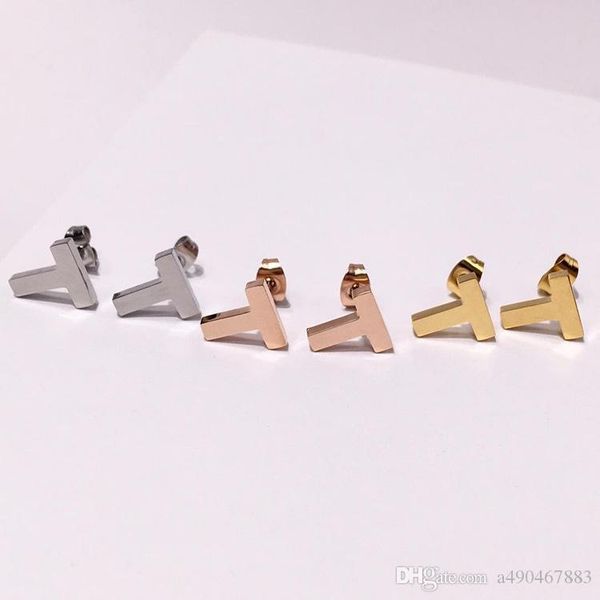 мода марки титан стал серьгами из золота 18 карат выросли серебряный т-образного простые серьги для любителей моды подарок приходит с мешком, Golden;silver 
мода марки титан стал серьгами из золота 18 карат выросли серебряный т-образного простые серьги для любителей моды подарок приходит с мешком, Golden;silver