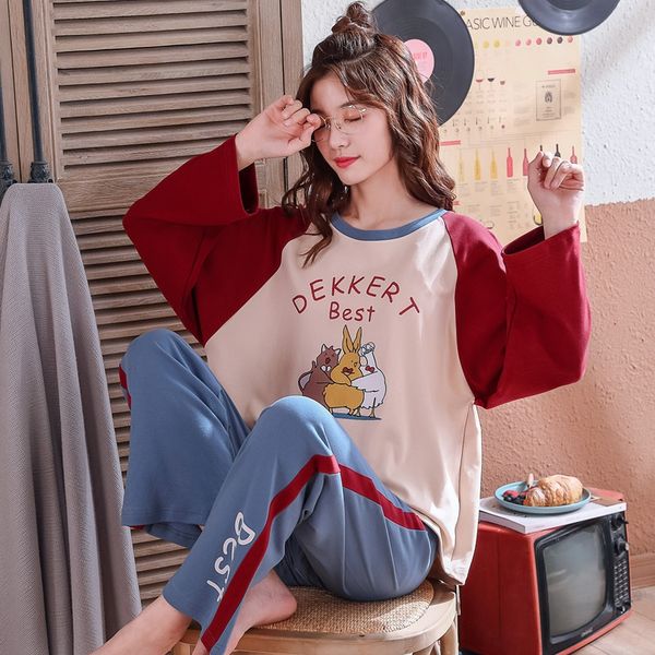 cotton long-sleeved women's clothes pajamas home pajamas home clothes two-piece set seasonal girl fresh and lovely, Blue;red
cotton long-sleeved women's clothes pajamas home pajamas home clothes two-piece set seasonal girl fresh and lovely, Blue;red