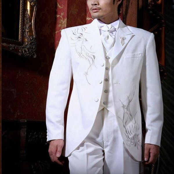 embroidery groom wedding tuxedos white mens peaked lapel suits men designer jacket blazer fashion 3 piece (jacket+vest+pants), Black;gray
embroidery groom wedding tuxedos white mens peaked lapel suits men designer jacket blazer fashion 3 piece (jacket+vest+pants), Black;gray