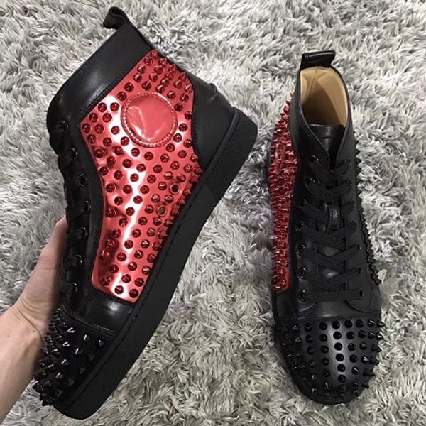white-gold,black-red leather with spikes red bottom sneaker shoes for men luxury high outdoor casual walking leisure c13
white-gold,black-red leather with spikes red bottom sneaker shoes for men luxury high outdoor casual walking leisure c13