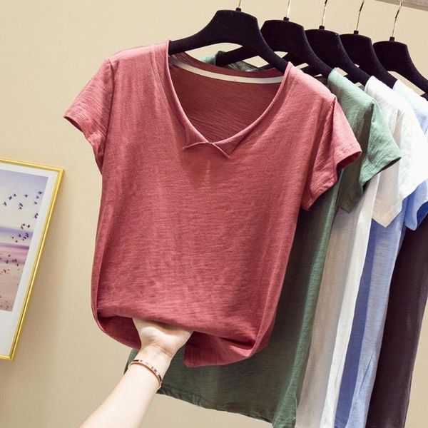 2020 summer basic plain solid t-shirt women cotton simple oversize short sleeve v-neck tee casual kpop female clothes loose, White
2020 summer basic plain solid t-shirt women cotton simple oversize short sleeve v-neck tee casual kpop female clothes loose, White