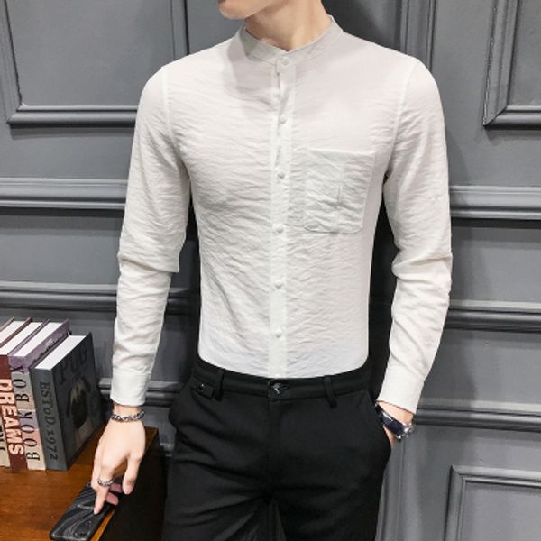 2020 new men's cotton long-sleeved shirt korean version of slim handsome trend net red handsome casual collar shirt men, White;black
2020 new men's cotton long-sleeved shirt korean version of slim handsome trend net red handsome casual collar shirt men, White;black