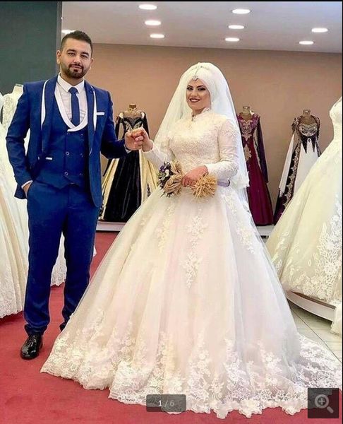 2020 vintage muslim wedding dresses high neck lace applique long sleeve arabic wedding gowns middle east hijab wedding dress 2020, White
2020 vintage muslim wedding dresses high neck lace applique long sleeve arabic wedding gowns middle east hijab wedding dress 2020, White