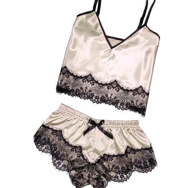 womens satin pajama set sling lace sleepwear +lace bowknot short panties summer ladies pijama suit 2pcs #h4z5, Blue;gray
womens satin pajama set sling lace sleepwear +lace bowknot short panties summer ladies pijama suit 2pcs #h4z5, Blue;gray