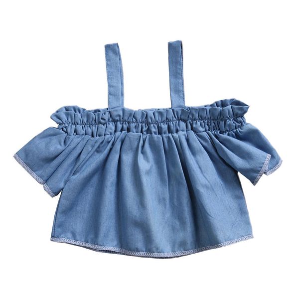 solid cold shoulder buttons decor denim shirt for toddler and baby girl, White;black
solid cold shoulder buttons decor denim shirt for toddler and baby girl, White;black