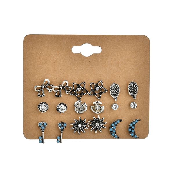brincos fashion 9 pair/set trendy style women bow leaves moon key flowers rhinestone stud earrings for women e1897, Golden;silver
brincos fashion 9 pair/set trendy style women bow leaves moon key flowers rhinestone stud earrings for women e1897, Golden;silver