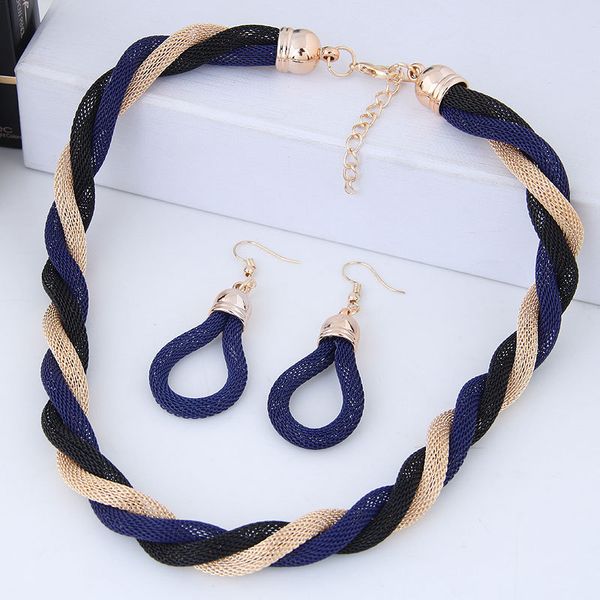 elifashion trendy twisted different colors of necklace and earrings chain jewelry set fashion for women 9 sets available, Silver
elifashion trendy twisted different colors of necklace and earrings chain jewelry set fashion for women 9 sets available, Silver