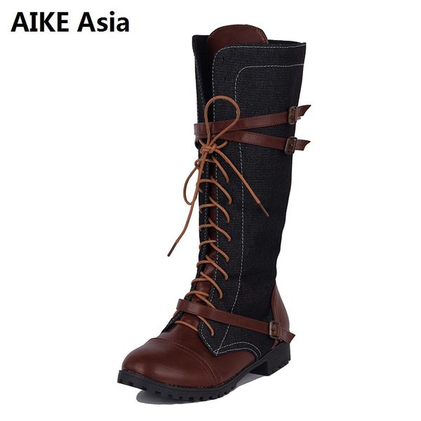 women shoes boots belt buckle botas femininas de inverno front strap high boots denim women's zapatos de muje, Black
women shoes boots belt buckle botas femininas de inverno front strap high boots denim women's zapatos de muje, Black