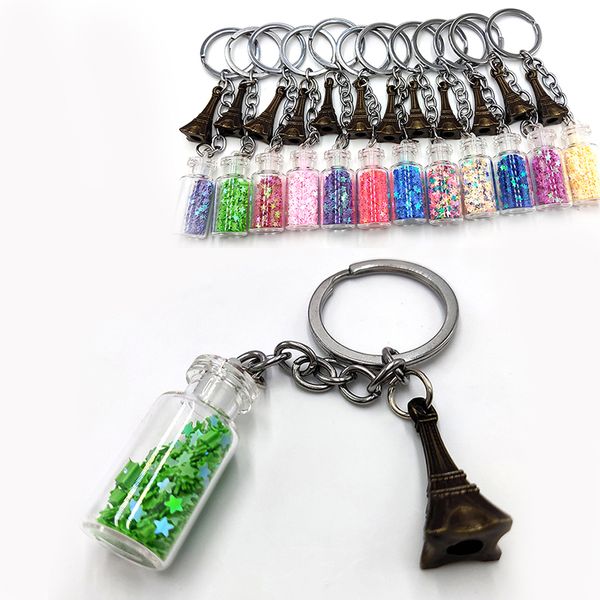 fashion couples jewelry glass wishing bottle tower keyring five point star sequins transparent drift bottle keychain women gift, Silver
fashion couples jewelry glass wishing bottle tower keyring five point star sequins transparent drift bottle keychain women gift, Silver