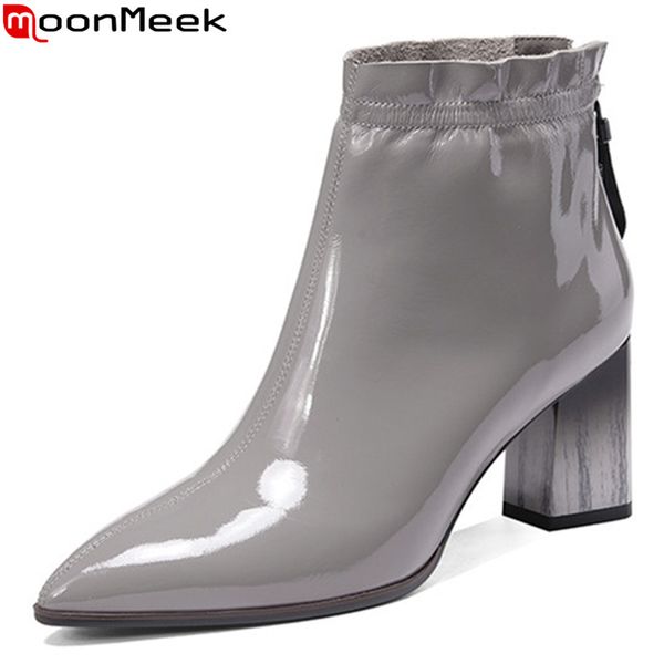 moonmeek fashion new genuine leather boots women pointed toe ladies ankle boots zip classic prom office shoes womens 2020, Black
moonmeek fashion new genuine leather boots women pointed toe ladies ankle boots zip classic prom office shoes womens 2020, Black