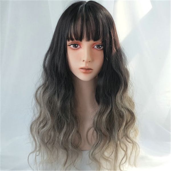blonde black brown gradient cosplay wigs with bangs long wavy synthetic hair wig for women high temperature fiber
blonde black brown gradient cosplay wigs with bangs long wavy synthetic hair wig for women high temperature fiber