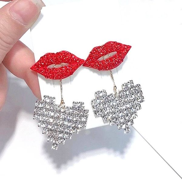 statement earrings for women shinning rhinestone heart red lip drop dangle earrings trendy jewelry party street fine gift, Silver
statement earrings for women shinning rhinestone heart red lip drop dangle earrings trendy jewelry party street fine gift, Silver