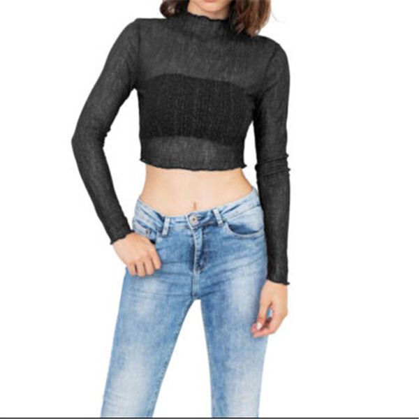 women turtleneck t shirt see through transparent mesh long sleeve sheer slim ladies highneck crop t-shirt, White
women turtleneck t shirt see through transparent mesh long sleeve sheer slim ladies highneck crop t-shirt, White
