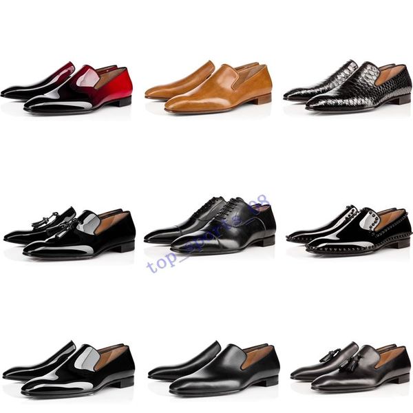 2020 luxury mens designer dress shoes red bottoms casual shoes matt patent leather round toes slip-on spikes flat business sneakers 38-47, Black
2020 luxury mens designer dress shoes red bottoms casual shoes matt patent leather round toes slip-on spikes flat business sneakers 38-47, Black