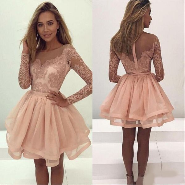 new coral homecoming cocktail dresses jewel neck long sleeves peach lace appliques beaded prom dresses party dress plus size gowns, Blue;pink
new coral homecoming cocktail dresses jewel neck long sleeves peach lace appliques beaded prom dresses party dress plus size gowns, Blue;pink