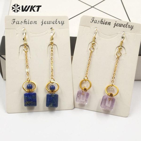

wt-e581 wkt gold electroplated perfume bottle shape pendant earrings natural stone earrings women fashion jewelry, Silver
