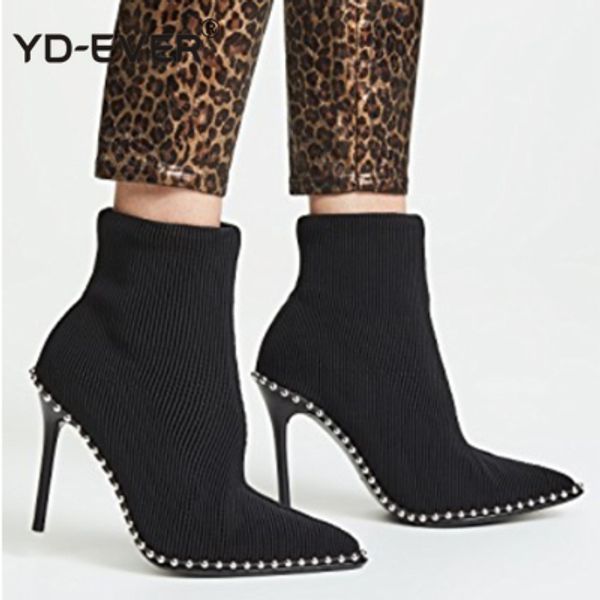 2020 spring new socks boots women stretch fabric pointed toe ankle boots high heels zip rivet high pumps women shoes, Black
2020 spring new socks boots women stretch fabric pointed toe ankle boots high heels zip rivet high pumps women shoes, Black