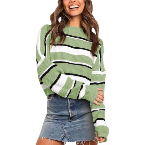 2019 new women autumn winter stripes print slim long sleeved round collar slim bottom knit sweater, White;black
2019 new women autumn winter stripes print slim long sleeved round collar slim bottom knit sweater, White;black