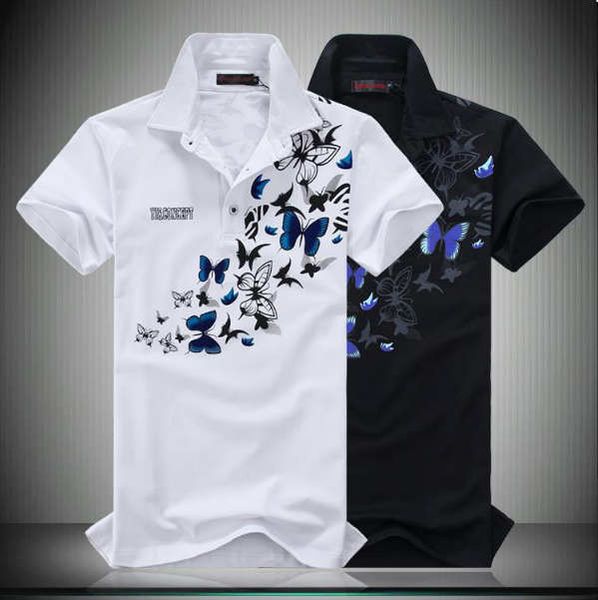 summer new men's designer chinese style c printed butterfly polo shirts with lapels and short sleeves, White;black
summer new men's designer chinese style c printed butterfly polo shirts with lapels and short sleeves, White;black