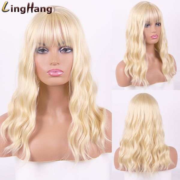 linghang long blonde wigs with bangs heat resistant synthetic wavy wigs for women african american fashion hairs, Black
linghang long blonde wigs with bangs heat resistant synthetic wavy wigs for women african american fashion hairs, Black