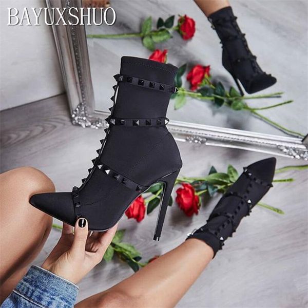bayuxshu design rivets ankle boots women pumps shoes pointed toe thin high heels motorcycle booties plus size, Black
bayuxshu design rivets ankle boots women pumps shoes pointed toe thin high heels motorcycle booties plus size, Black