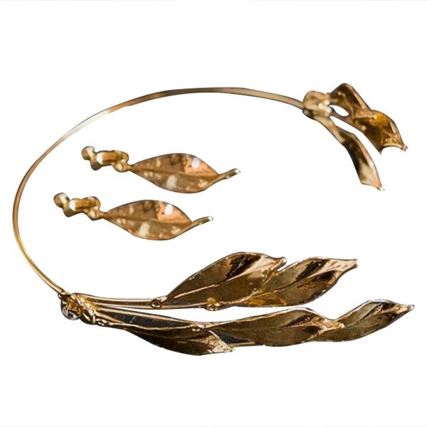 new retro handmade leaves olive gold flower crown earrings bride p studio mori golden wedding headdress, Golden;white
new retro handmade leaves olive gold flower crown earrings bride p studio mori golden wedding headdress, Golden;white