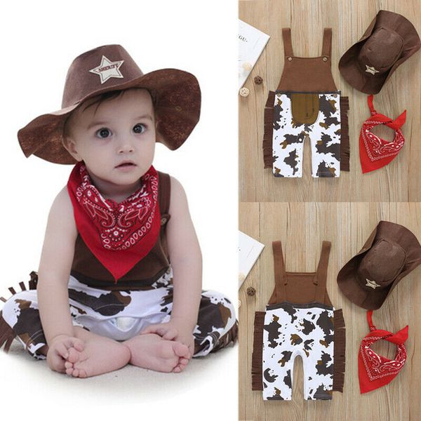 newborn cowboy romper cotton suspender trousers + hat + scarf cowboy clothing set baby infant boy designer clothes, White
newborn cowboy romper cotton suspender trousers + hat + scarf cowboy clothing set baby infant boy designer clothes, White