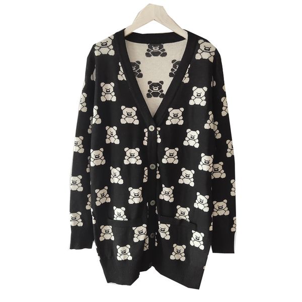 2019 autumn winter luxury women designer sweaters new cartoon bear v-neck long-sleeved knit cardigan coat loose women sweater size s-l, White;black
2019 autumn winter luxury women designer sweaters new cartoon bear v-neck long-sleeved knit cardigan coat loose women sweater size s-l, White;black
