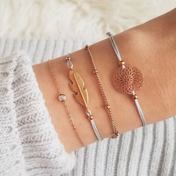 мода 4шт / set листья геометрическая золотая цепь браслет богемского charm open women браслет браслеты ювелирные изделия, Golden;silver
мода 4шт / set листья геометрическая золотая цепь браслет богемского charm open women браслет браслеты ювелирные изделия, Golden;silver