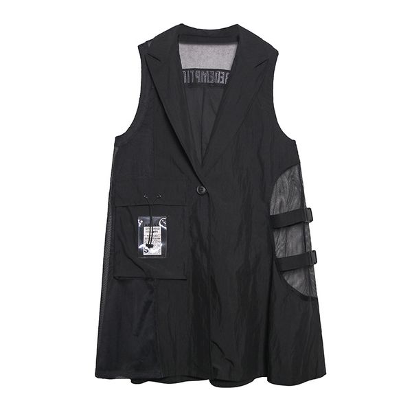 women plus size sleeveless vest jacket mesh splice loose black long waistcoat female men streetwear hip hop punk gothic coat, Black;white
women plus size sleeveless vest jacket mesh splice loose black long waistcoat female men streetwear hip hop punk gothic coat, Black;white
