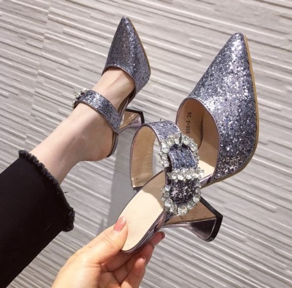 shoes women loafers med ladies' slippers heeled mules glitter slides cover toe thin heels pantofle soft high jelly pointed, Black
shoes women loafers med ladies' slippers heeled mules glitter slides cover toe thin heels pantofle soft high jelly pointed, Black