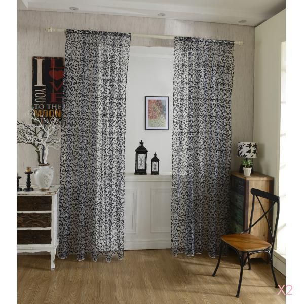 2pcs flocking tulle voile door window curtain drape panel sheer scarf valances home living room decor black 200 x 100cm
2pcs flocking tulle voile door window curtain drape panel sheer scarf valances home living room decor black 200 x 100cm