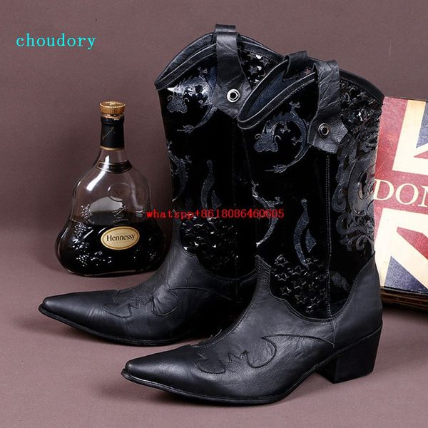 choudory high heels italian boots high pointed toe embroidery cowboy boots dress wedding shoes mans size12, Black
choudory high heels italian boots high pointed toe embroidery cowboy boots dress wedding shoes mans size12, Black