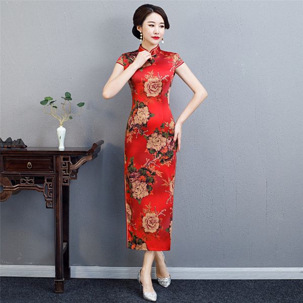 2019 long cheongsam fashion chinese style short sleeve dress womens rayon qipao slim party dresses summer lady vestido s-5xl, Red
2019 long cheongsam fashion chinese style short sleeve dress womens rayon qipao slim party dresses summer lady vestido s-5xl, Red