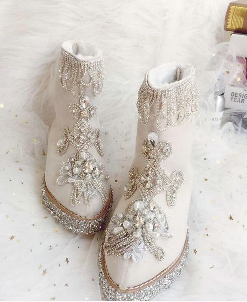 pointed tassel flower gem crystal heightened platform snow boots canvas shoes cotton shoes tide, Black
pointed tassel flower gem crystal heightened platform snow boots canvas shoes cotton shoes tide, Black