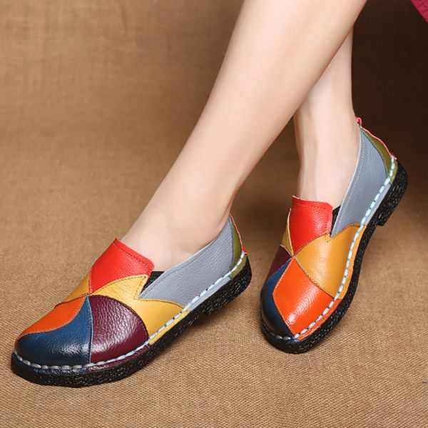 women casual loafers genuine split leather sewing platform heels round toe mixed colors flat ladies shoes zapatos de mujer, Black
women casual loafers genuine split leather sewing platform heels round toe mixed colors flat ladies shoes zapatos de mujer, Black
