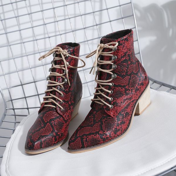women zipper boots snake print ankle boots square heel fashion pointed toe ladies shoes 2019 new fgb5, Black
women zipper boots snake print ankle boots square heel fashion pointed toe ladies shoes 2019 new fgb5, Black