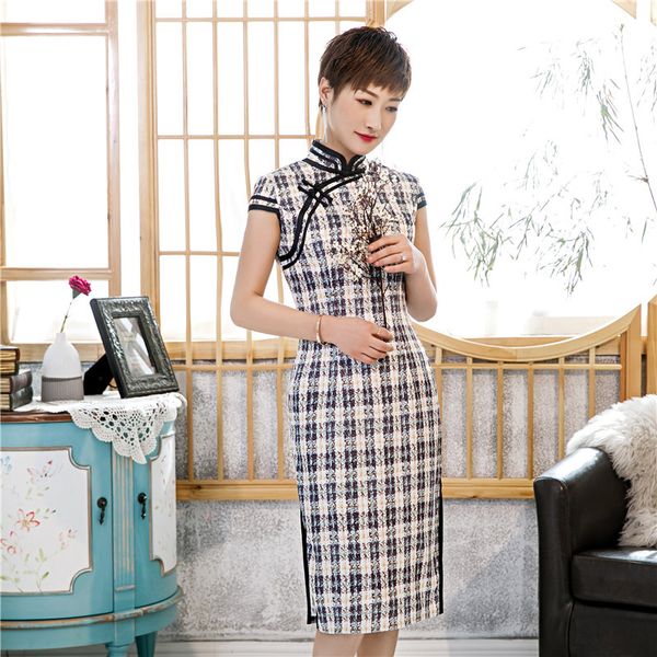 women slim vintage plaid evening party gown split classic print flower qipao short classic chinese cheongsam dress vestidos, Red
women slim vintage plaid evening party gown split classic print flower qipao short classic chinese cheongsam dress vestidos, Red