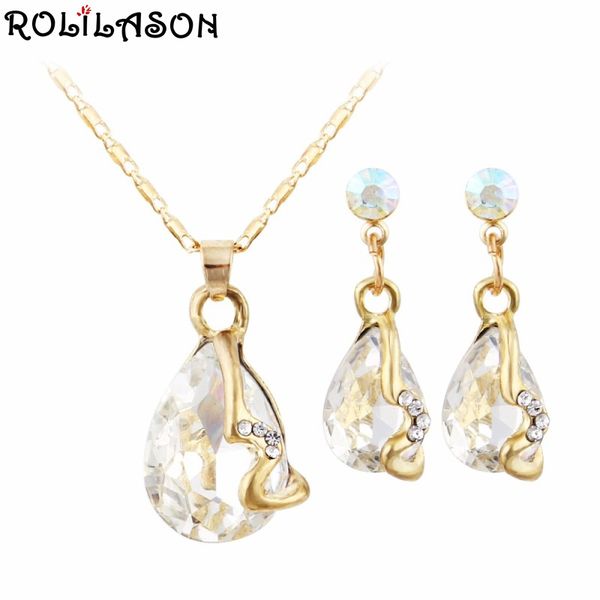 rolilason simple design gold necklace pendant earrings white zircon set spring carnival party gift js824, Silver
rolilason simple design gold necklace pendant earrings white zircon set spring carnival party gift js824, Silver